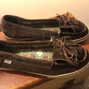 Vans Brown Suede tassel moccasin style loafers